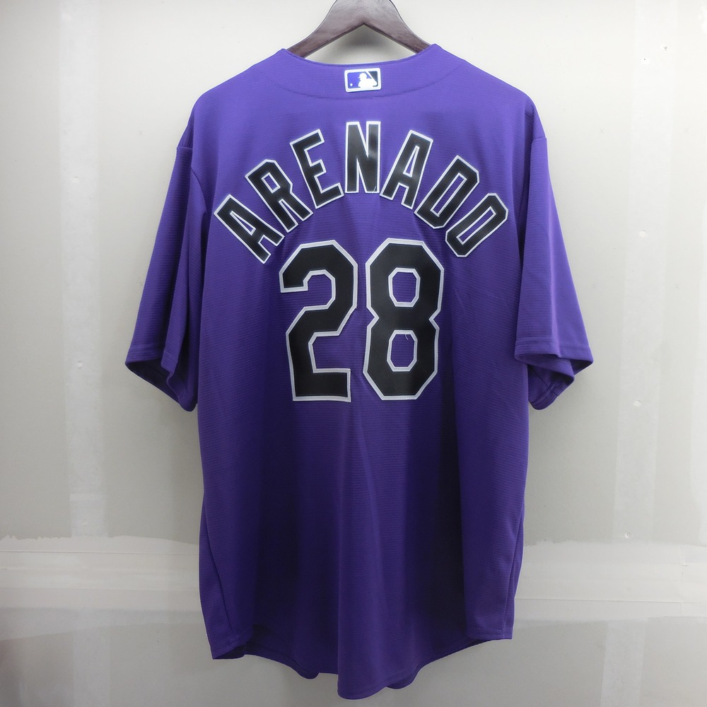 Majestic Colorado Rockies Nolan Arenado 28 Purple Baseball Jersey Mens XL